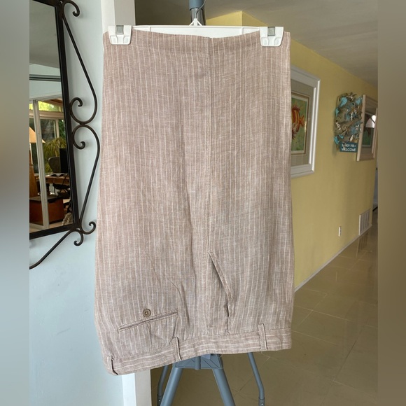 Havana Nines Men’s Shorts 100% Linen Tan w/white pin-stripes Sz 40 Excel cond - Picture 5 of 8